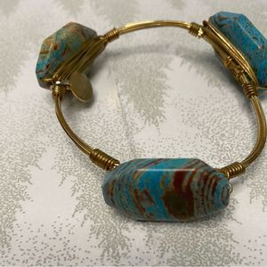 Vintage Bracelet Blue and Green Large Stones Silver Gold Tone Signed S&S…